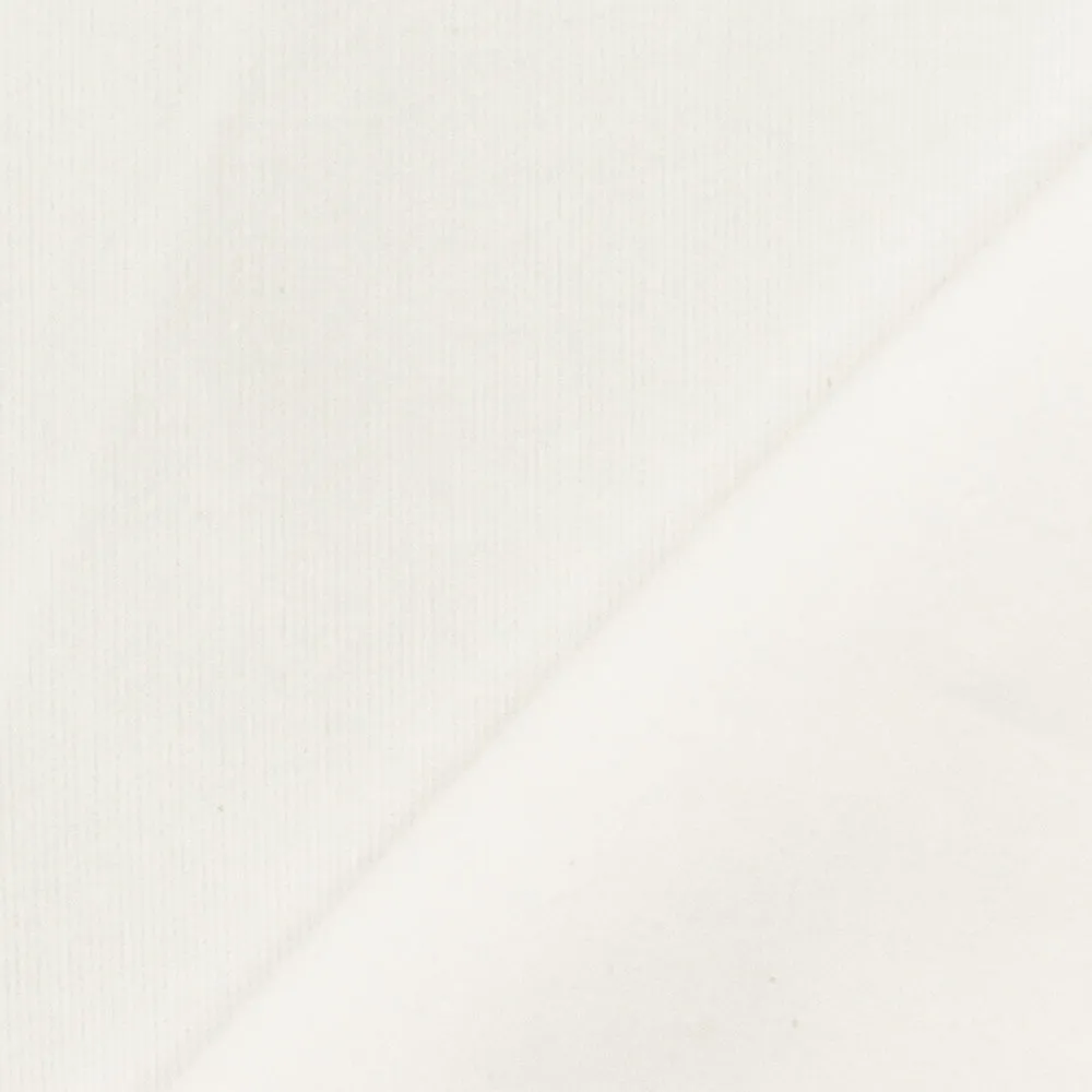 Ivory Solid Stretch Cotton Spandex Featherwale Corduroy Woven Fabric