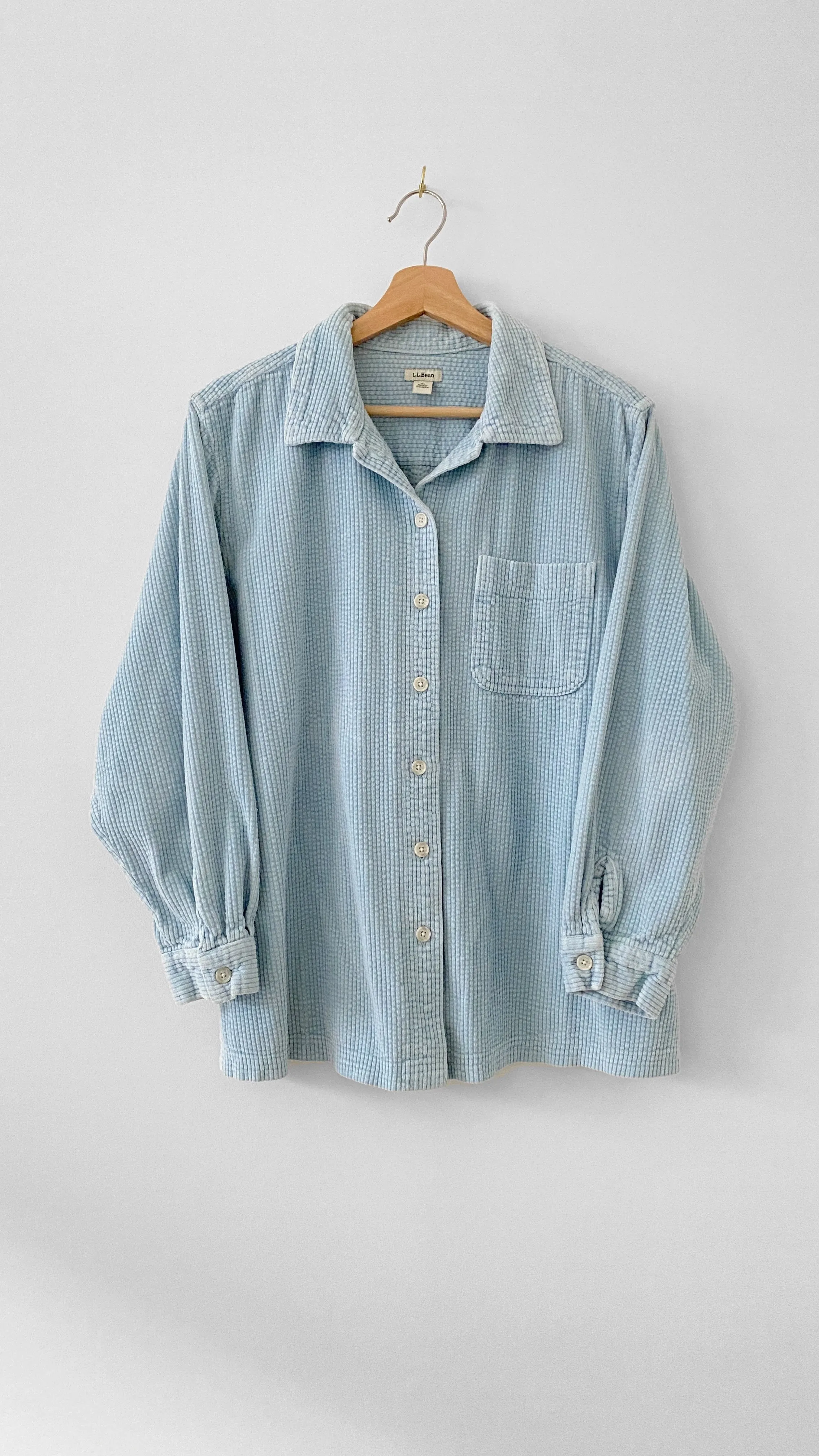 LL Bean Baby Blue Corduroy Button Up (L)